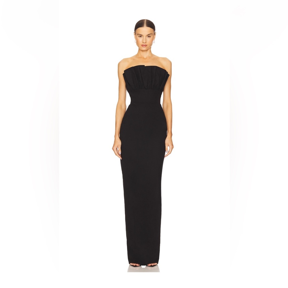 SAU LEE Noah Strapless Elegant Strapless Black Evening Dress
